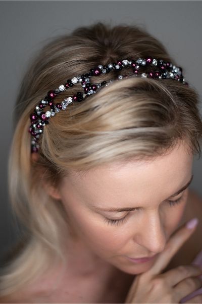 Eva Flore Bridal Engagement Maternity Crown in Plum Black Tones