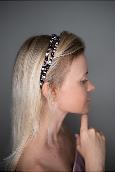 Eva Flore Bridal Engagement Maternity Crown in Plum Black Tones