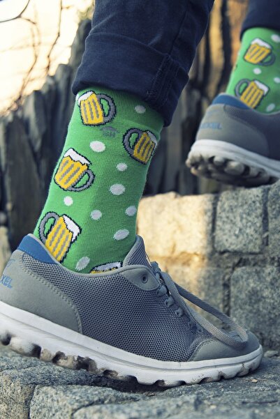 The Socks House جوارب رجالية منقوشة باللون الأخضر البيرة