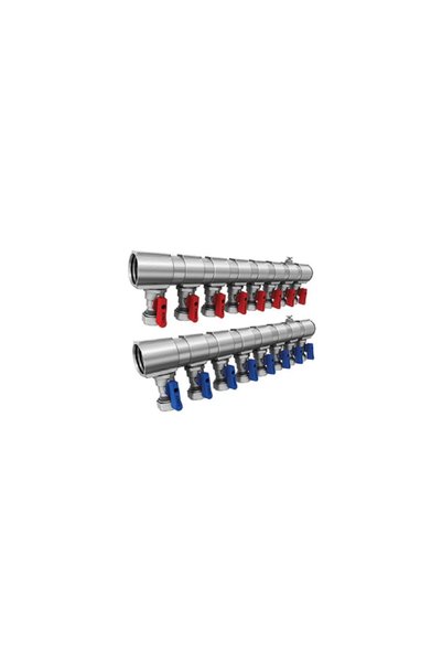 FIRAT 1" 7 Çıkışlı Mini Küresel Vanalı Kırmızı Kollektör