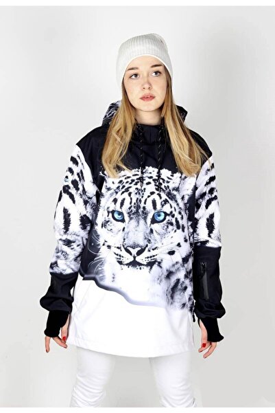 SNOWSEA Kadın Siyah White Tiger Özel Outdoor Shoftshell Mont