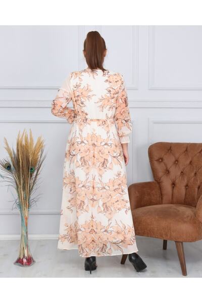 Apple Cix Γυναικείο φόρεμα σιφόν με ροζ λουλούδι