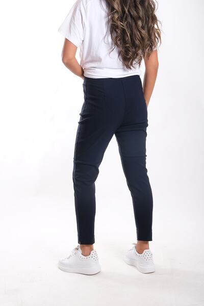 Blues Outlet Dámské kalhoty z bengálské látky v tmavě modré barvě