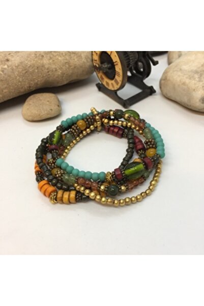 Porsuk Alternatif El Yapımı Etnik Otantik Bohem Çoklu Lastikli Bileklik