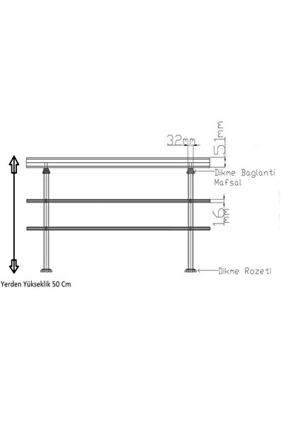Alpa Paslanmaz Balkon Korkuluk 100 cm