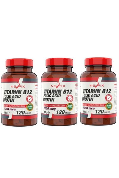 Nevfix Vitamin B12 Folic Acid Biotin 120 Tablet X 3 Boxes 360 Tablets