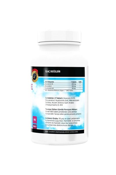 FLX Coenzyme Q-10 200 Mg Hyaluronic Acid Resveratrol 90 Tablets
