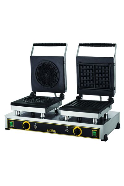 Işıkgaz Double Flower+square Waffle Machine Silver Professional