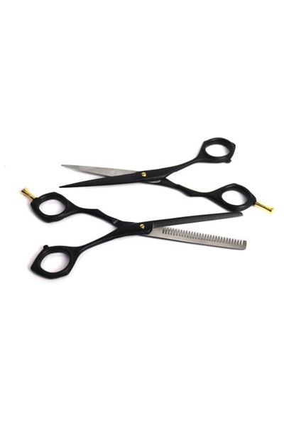 Nanoplex Professional Hair Cutting Scissors, and Black Shaped Efile Spacer Scissors and Hair Scissors Set of 2