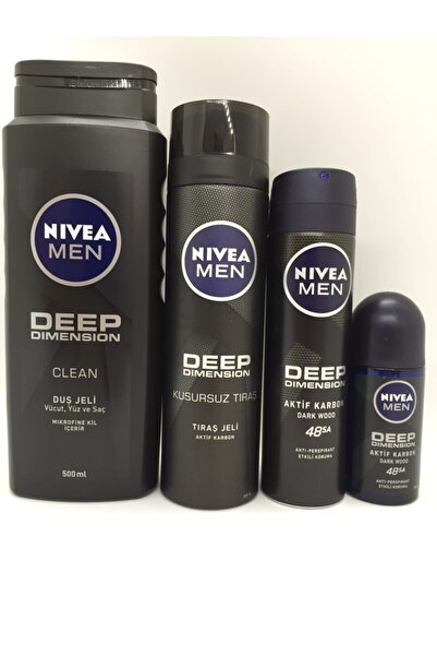 NIVEA Men Deep Dimension Erkek Bakım Seti 4 Lü