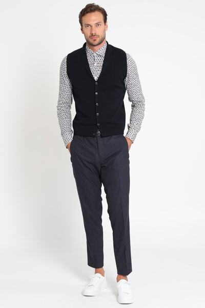 Lufian Alles Şal Yaka Yelek Lacivert