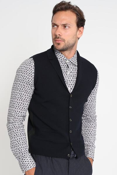 Lufian Alles Şal Yaka Yelek Lacivert