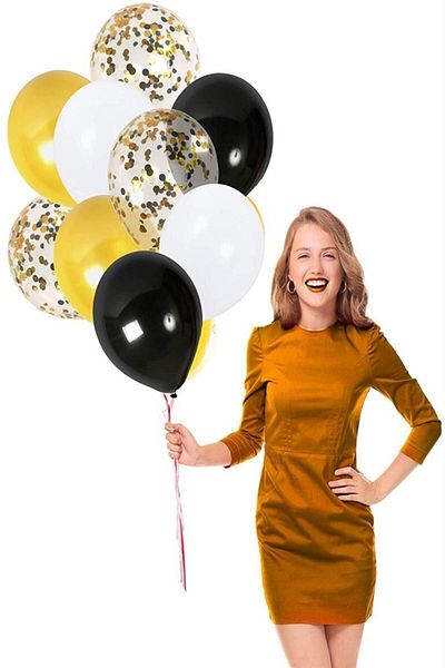 Partifabrik Balloon Bunch Black White Gold Confetti 15 Liters