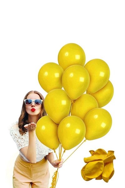 Partifabrik Dark Yellow Color Latex Balloon 5 Pack