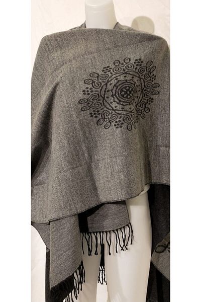 TOPRAK ART GALLERY Women's Gray Poncho