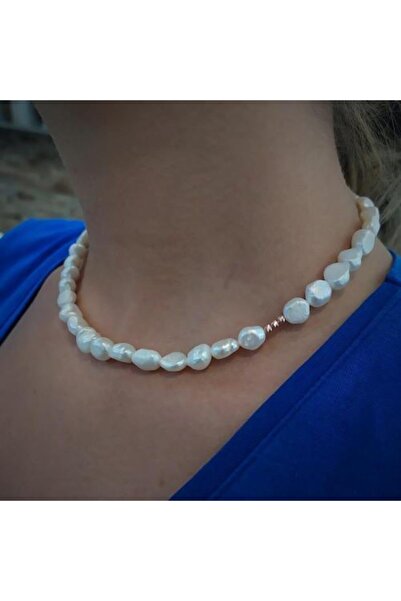 Erer Gümüş Gümüş Toplu Doğal Inci Kolye Gl55e3