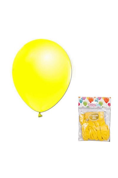 BalonEvi Metallic Yellow Balloon 12Inch 20Pcs