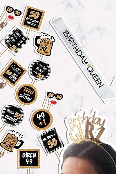 PEKSHOP 50 Years Gold Concept Birthday Party Set