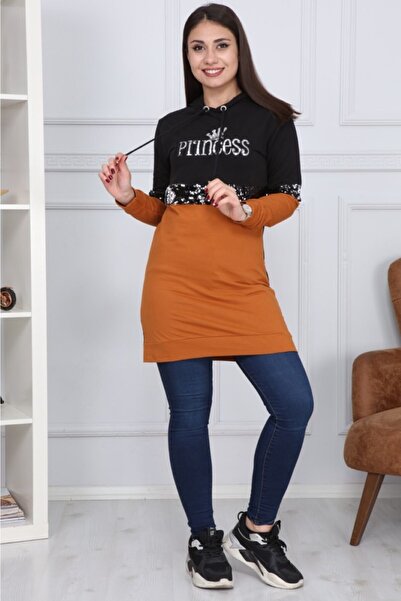 turkish dreams Жіноча чорно-помаранчева туніка з капюшоном
