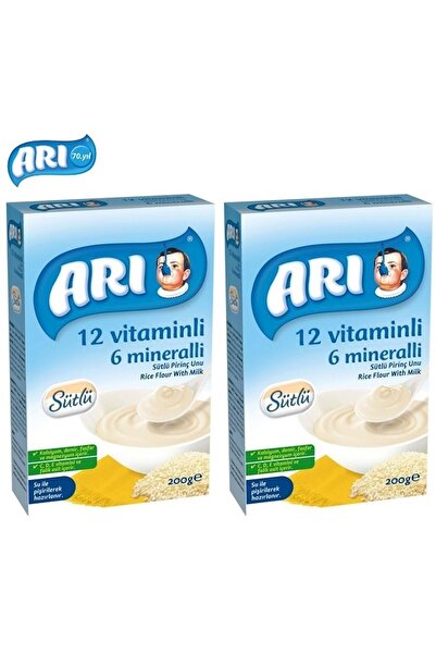 Arı Mama Pirinç Unu 200gr Sütlü 12 Vitaminli 6 Mineralli (2 Li Set)