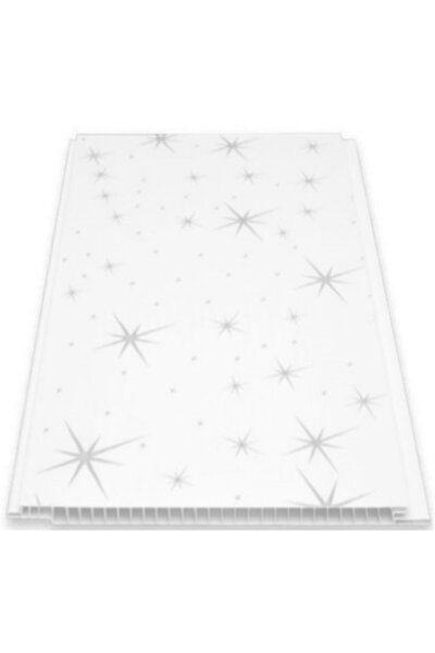 Lambiri Düz Gri Yıldızlı Plastik Pvc Duvar - Tavan / 10 Adet 20 Cm X 1 Metre - 2 Metrekare