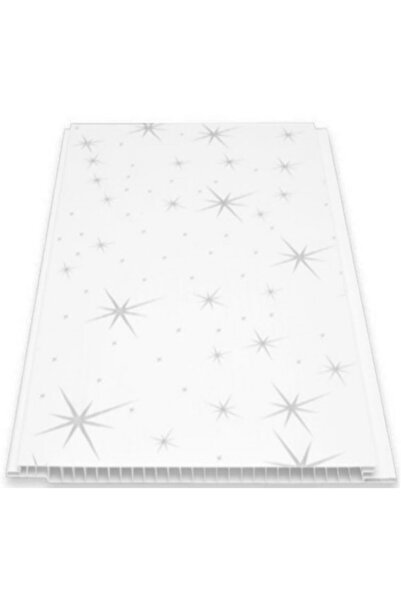 Lambiri Düz Gri Yıldızlı Plastik Pvc Duvar - Tavan / 10 Adet 20 Cm X 2.5 Metr...
