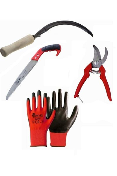 Depolife Garden Pruning Set Tree Branch Cutting Shears Saw Herb Shrub Sickle Glove Set