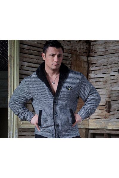 Big Sam Fur Collared Winter Relaxed Cut Cardigan 3569