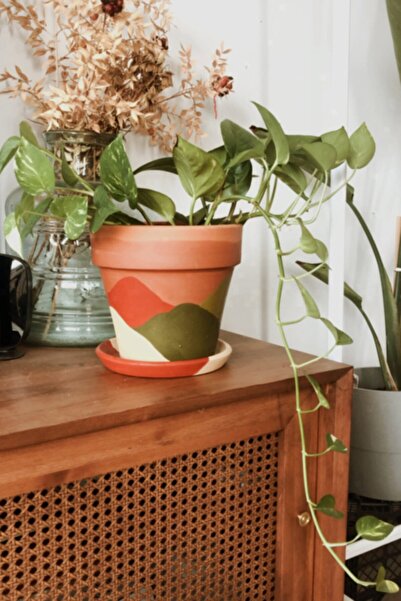Genel Markalar Konik Terracotta Saksı ve Tabak (Orta)