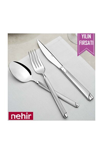 Nehir Paris 12 Adet Saten Yemek Kaşığı 1 Düzine Saten Çelik Yemek Kaşığı 18-1...