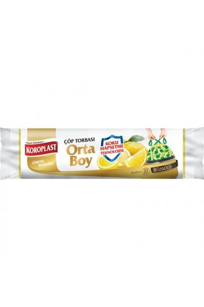 Koroplast Drawstring Garbage Bag Medium Size 15 Pack - Pack of 25 (Lemon)