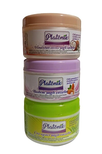 Platonik Hindistan Cevizi Yağlı Badem Yağlı Çay Ağacı Yağlı Vazelin 3 X 90 ml 3 Lü Set