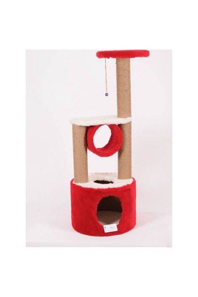 Cathause Cat House S05 Layered Cat Scratcher with Slot Red 112 Cm