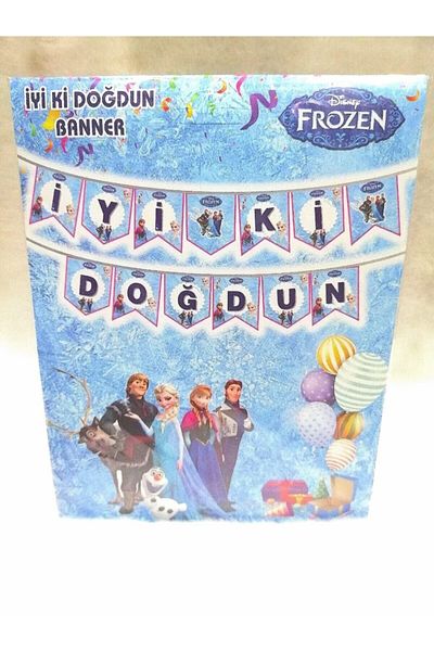 Tuğra Frozen Elsa Themed Happy Birthday Banner Extending Text