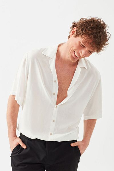 Dear Deer White Oversize Men's Shirt - Pure Fabric