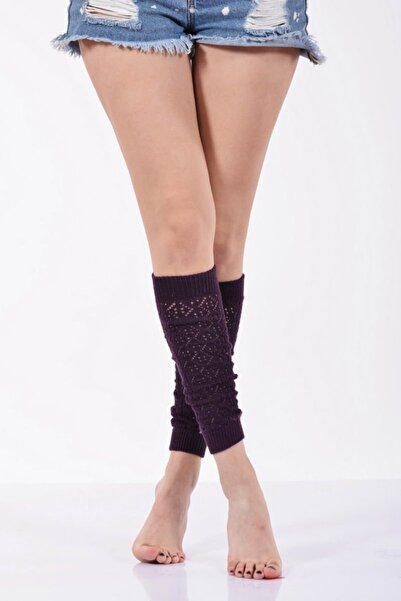 Lateks Çorap Kadın Mor File Desenli Tozluk