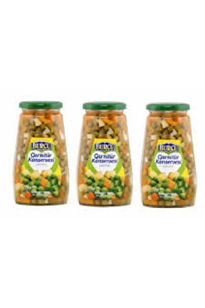 BURCU Garnitür Cam Kavanoz Konserve 3 Adet X 570 Gram