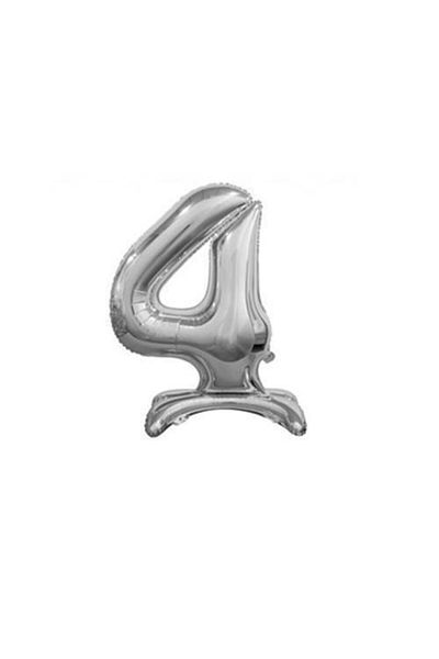 PARTİSERÜVENİ 4 Digit Footed Foil Balloon Silver 32 Inch (60 Cm)