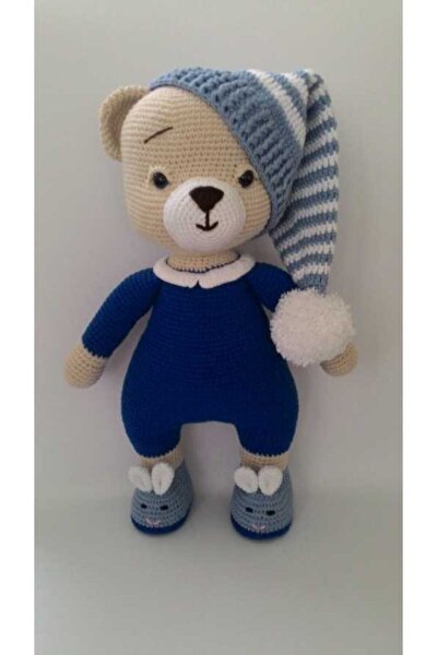OYUNCAKPARK Mavi Uykucu Ayı Uyku Arkadaşı Amigurumi Organik Oyuncak