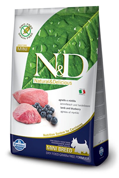 N&D N-d Tahılsız Kuzu Etli Yaban Mersinli Küçük Irk Yetişkin Köpek Maması 2.5 Kg