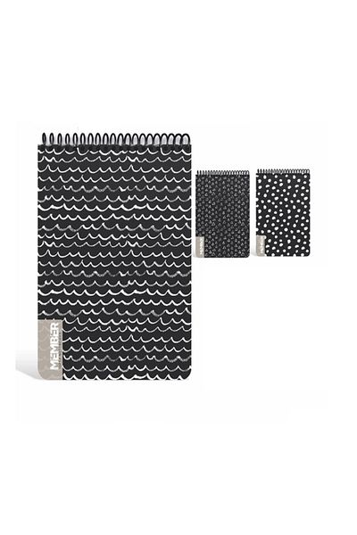 Gıpta Member A5 100 Sheets Spiral Flexi Hard Cover Striped Memo Pad 3610