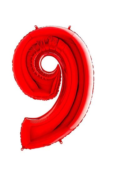 Partifabrik بالون فويل أحمر مع 9 حبات أرقام - 100 سم