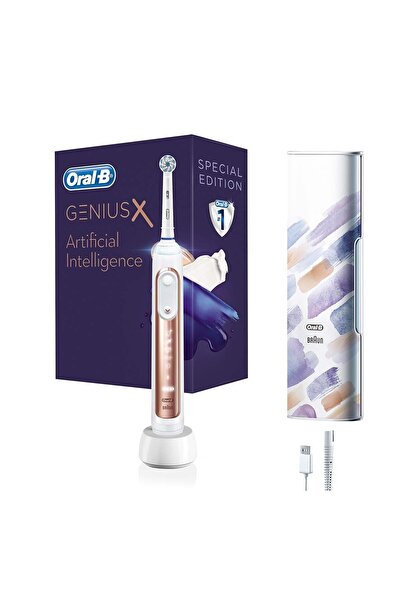Oral-B Genius X AI Art of Brushing RoseGold Şarj Edilebilir Diş Fırçası Seyahat Kabı