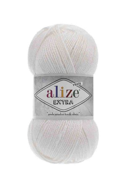 Alize خيوط الحياكة اليدوية الإضافية باللون الأبيض 055