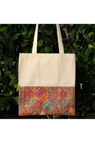 New Old Canvas Cloth Bag with Inner Pocket and Velcro 36 X 40 cm Symmetrical ...