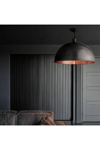 demet habek mylights S Retro Rustik Siyah Içi Bakır Avize 40 cm