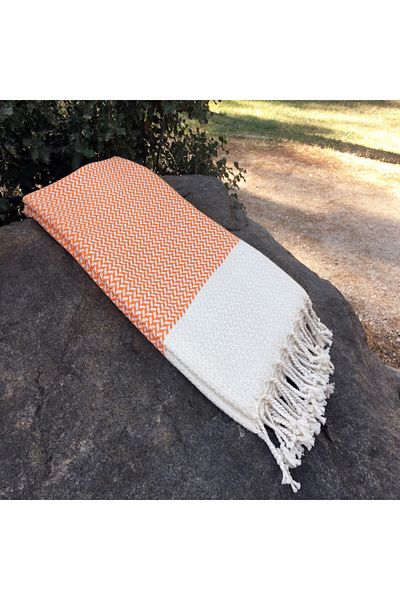 Yavuz Tekstil Orange 100% Cotton Beach and Sauna Peshtemal