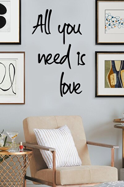 evdeucuz All You Need Is Love Ahşap Duvar Yazısı