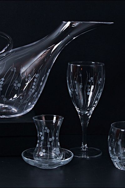DECOSTYLE Bamboo 61 Piece 12 Person Pasabahce Glass Cup Set