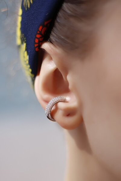 MySilvers Zirkon Yarım Tur Kıkırdak Küpe